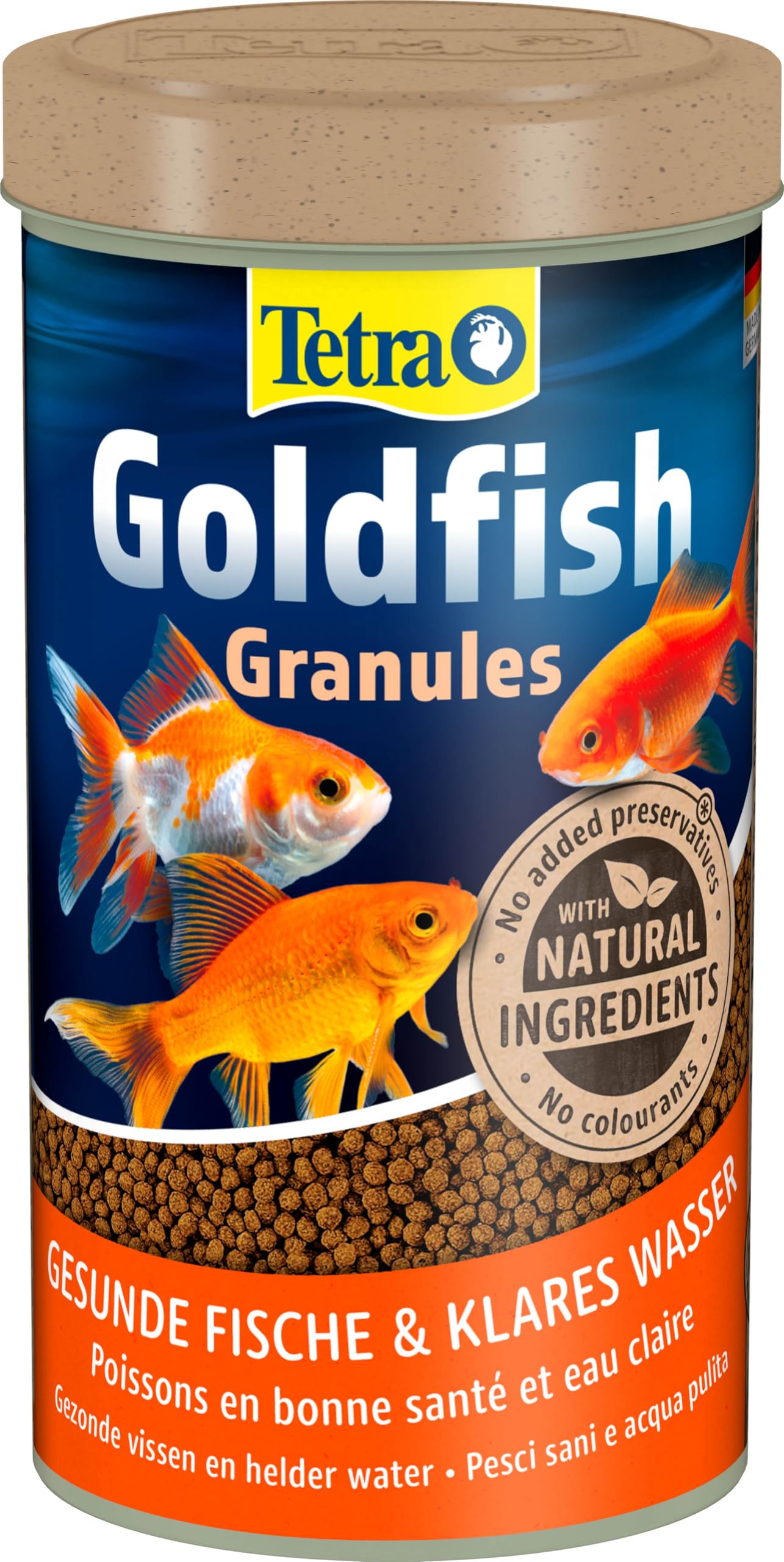 Tetra Goldfish Granules - Alimento granulado para carpines dorados y otros peces de agua fría, lata 500 ml