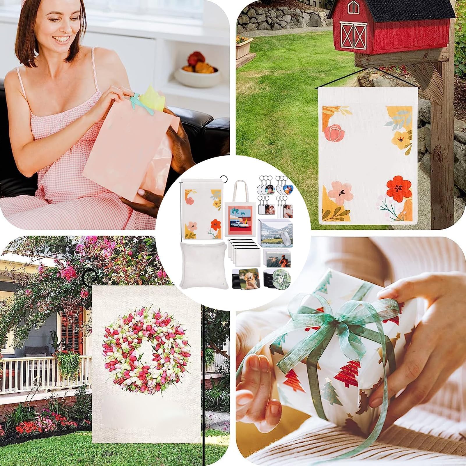 Ensemble Vierge de Sublimation de 77 Pièces, Kit de Démarrage par Sublimation par Transfert de Chaleur pour les Travaux Manuels Tels que les Trousses de Maquillage, les