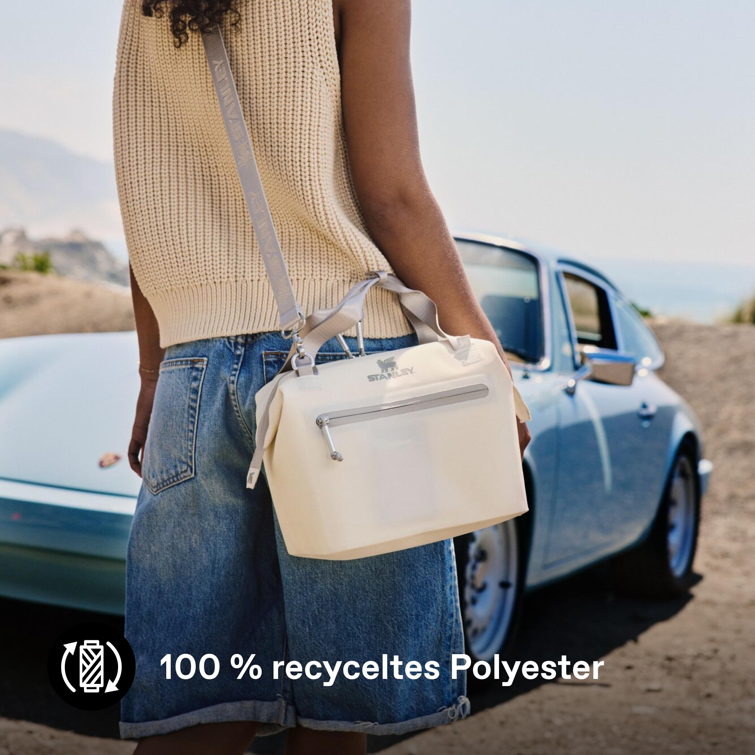 Stanley 1913 All-Day Julienne Maxi Cooler - 100% Recyceltes Polyester - Tragegriff - Reißverschlussöffnung - Anpassbare Riemen - Netztaschen - Erhabenes Logo - Kontrastierende Farben