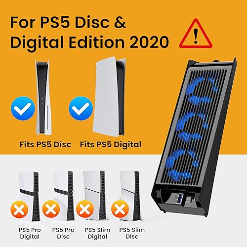 Miniatura 2 de Cooling Fan for PS5 Accessories, KIWIHOME Upgraded Quiet Cooler Fan with Auto Speed, Controller USB3.0 Port & LED for PS5 2020 Only, Not for