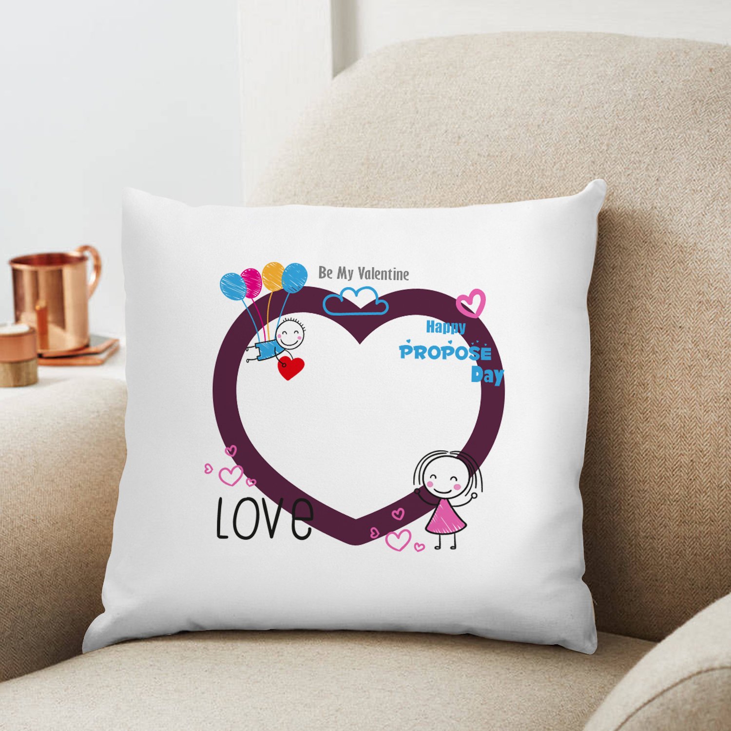Happy Propose Day, Be My Valentine Printed Cushion 12X12 Pillow Cover with Filler- Best Love Gift Idea-picture-10