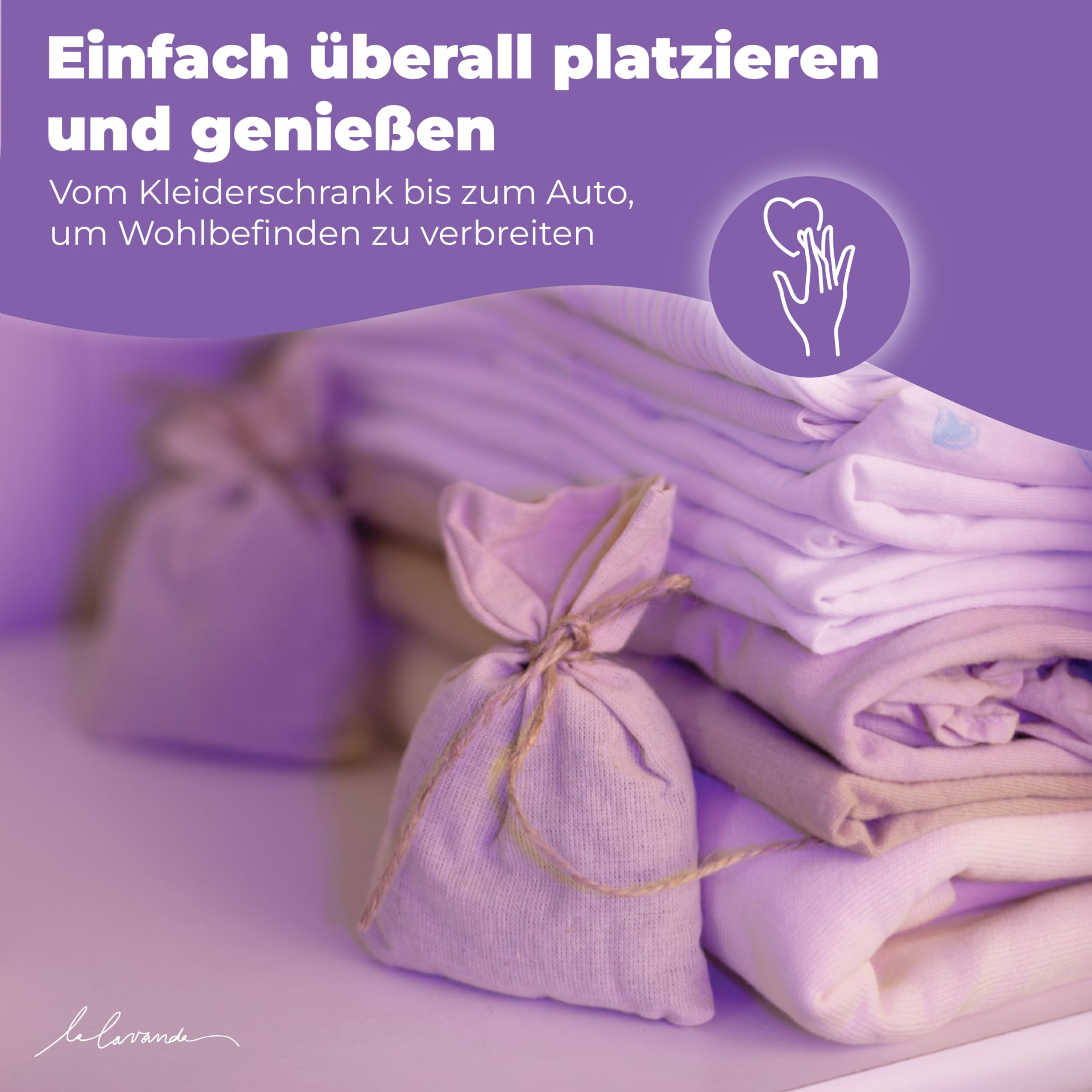 12 Lavendelsäckchen aus Baumwolle, 120g Lavendelblüten, Effektiver Mottenschutz für Kleiderschränke mit lang anhaltender Frische und Staubschutz