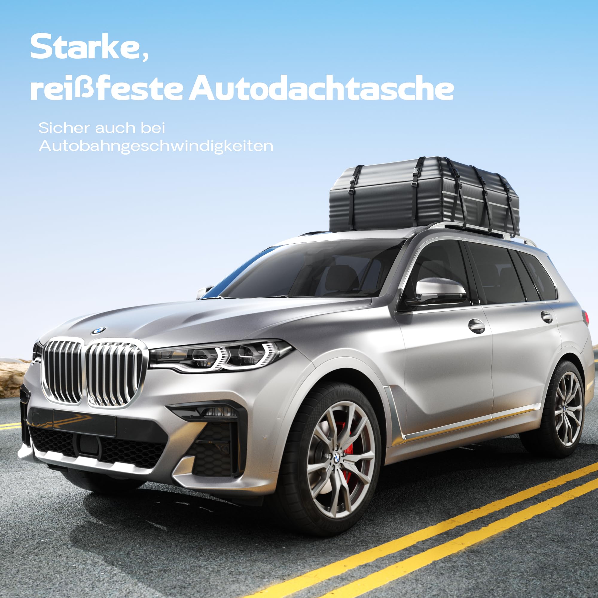 Dachtasche Auto, 21CFT wasserdichte PVC-Dachbox, Passend Für Alle Fahrzeuge Mit Oder Ohne Dachgepäckträger,Inklusive Rutschfester Unterlage, Verstärkten Gurten, 6 Türhaken und Gepäckschloss.