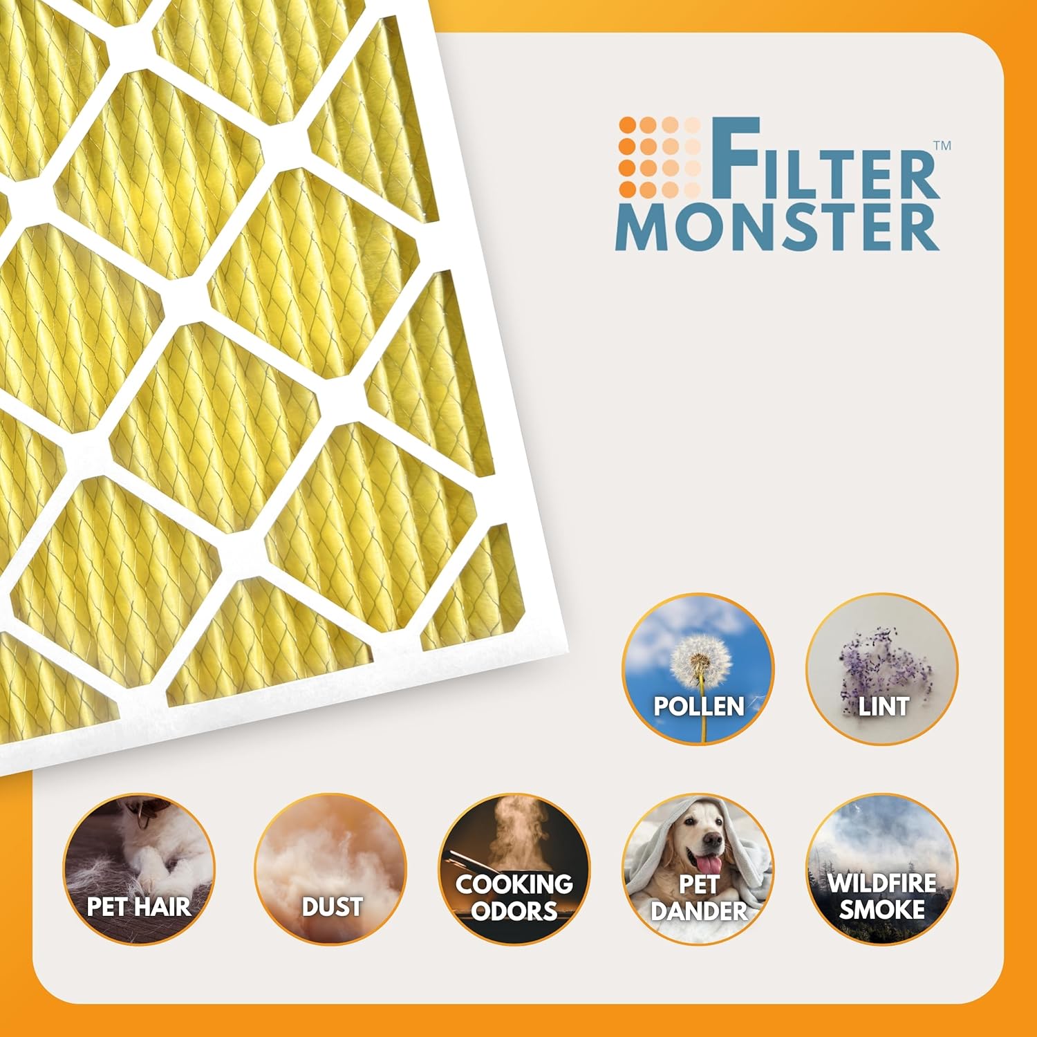 Filter-Monster 20x25x1 Enhanced Defense MERV 11 Pleated HVAC Air Conditioner Furnace Replacement Air Filter, 4-Pack (Actual Filter Dimensions 19.5 x 24.5 x .75 inches)