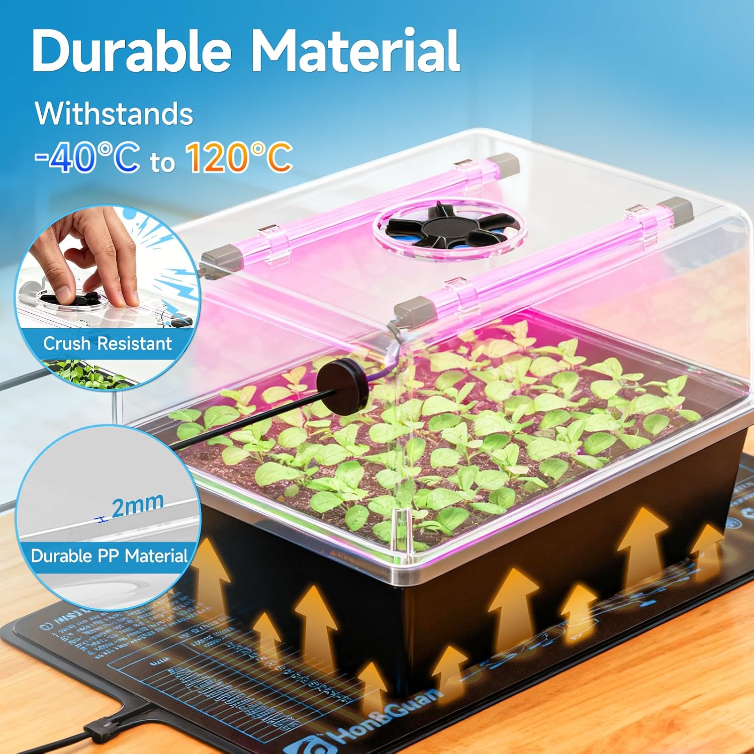 Hon&Guan 30 Cell Self Watering Seed Starter Tray with Growing Lights