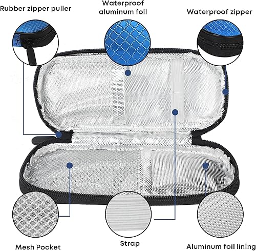 Miniatura 4 de MOSLA Maletín de viaje con 2 bolsas de hielo reutilizables para bolígrafo de insulina, bolsa térmica médica portátil para diabetes y otros