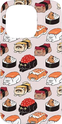 Funda para iPhone 15 Pro Sushi con gato persa