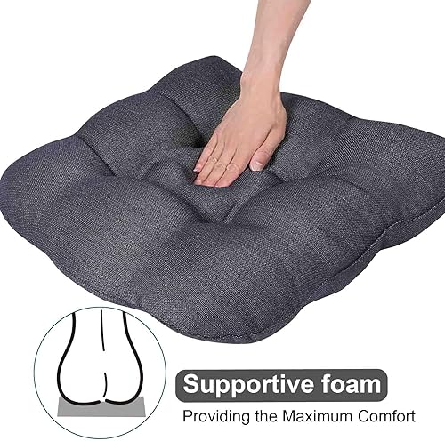 Miniatura 6 de Pcinfuns Cojines de asiento para exteriores, 19 x 19 x 5 pulgadas, cojines de relleno grueso con esquinas redondas para sillas de patio, cojín para