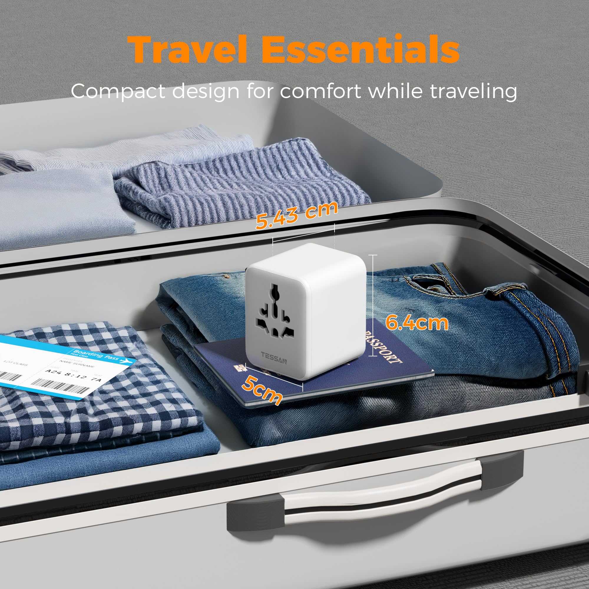 TESSAN Universal Travel Adapter Worldwide with 2 USB C and 2 USB A Ports, Universal Plug Adaptor UK to World, International Adapter for EU, USA, UK, Australia, Thailand etc. not a Voltage Converter — view 7
