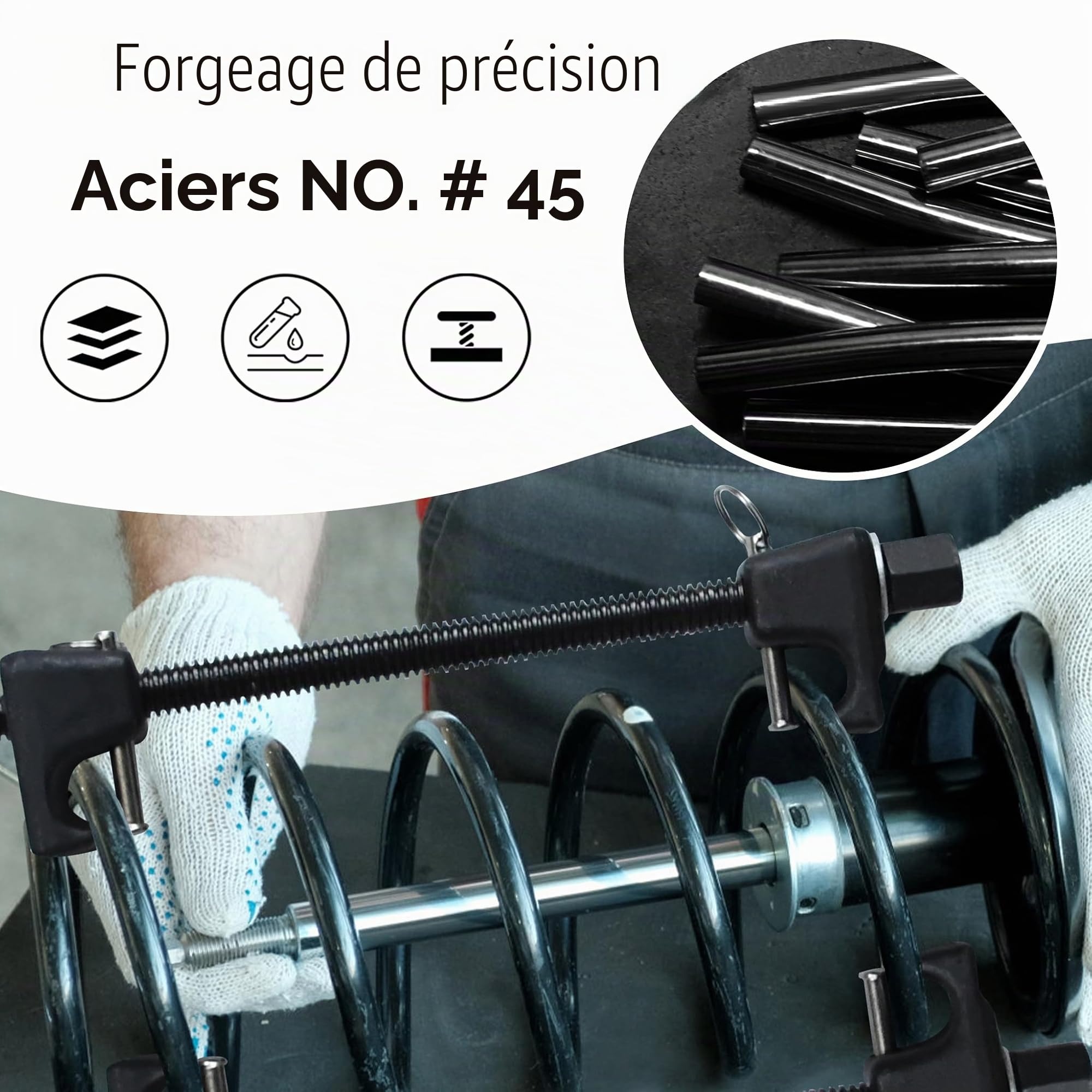 NAIZY Lot de 2 Tendeurs de Ressort avec 4 Griffes - Envergure Jusqu'à 370 mm - Amortisseur de Chocs pour Ressorts D'abaissement - Châssis avec Coffret