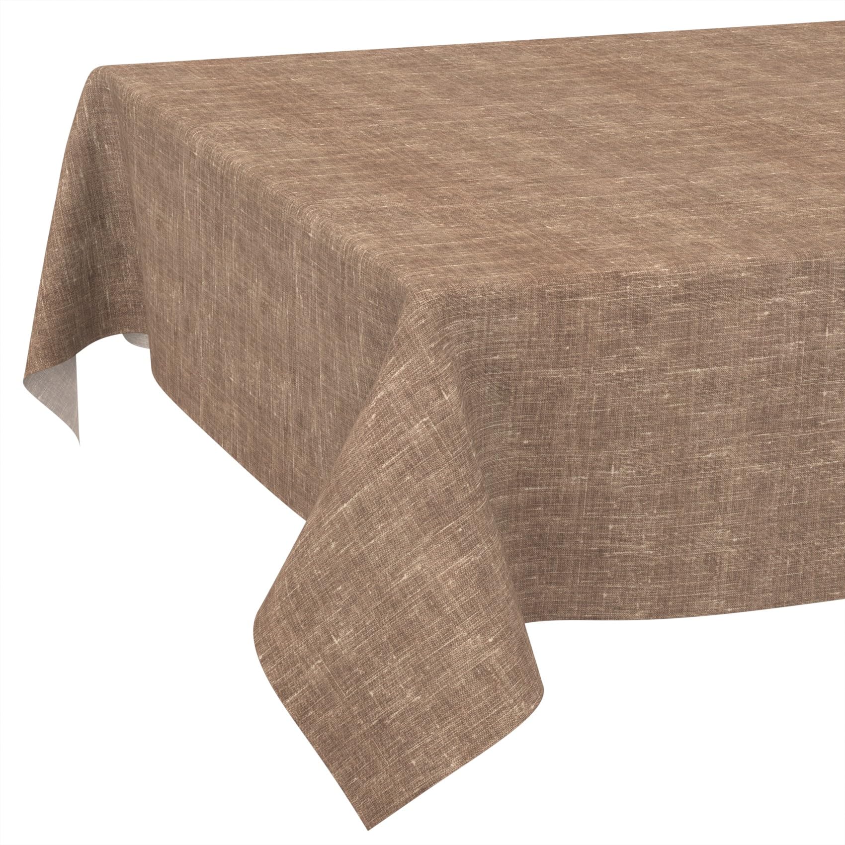ANRO Nappe de Table 70% Coton 30% Polyester – Tissu Lavable, Anti-Taches, Bords Surjetés, Couleur Chocolat 200x140 cm