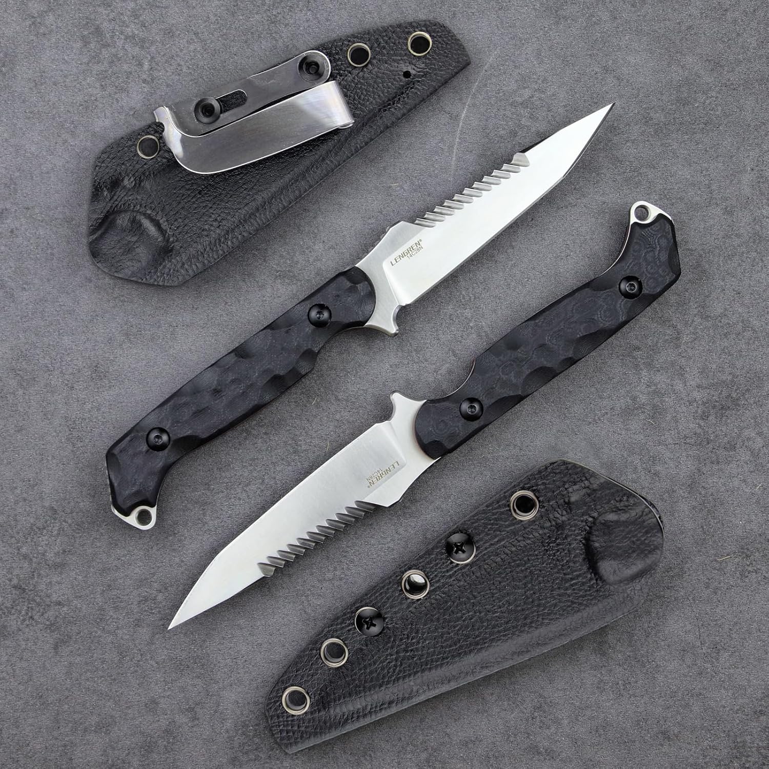 LR-870 EDC Tactical Fixed fighting blades Blade，Full Tang 14C28N Steel Reverse Serrations G10/Linen Handle Kydex Sheath For Camping Hiking Hunting (Black Tanto)