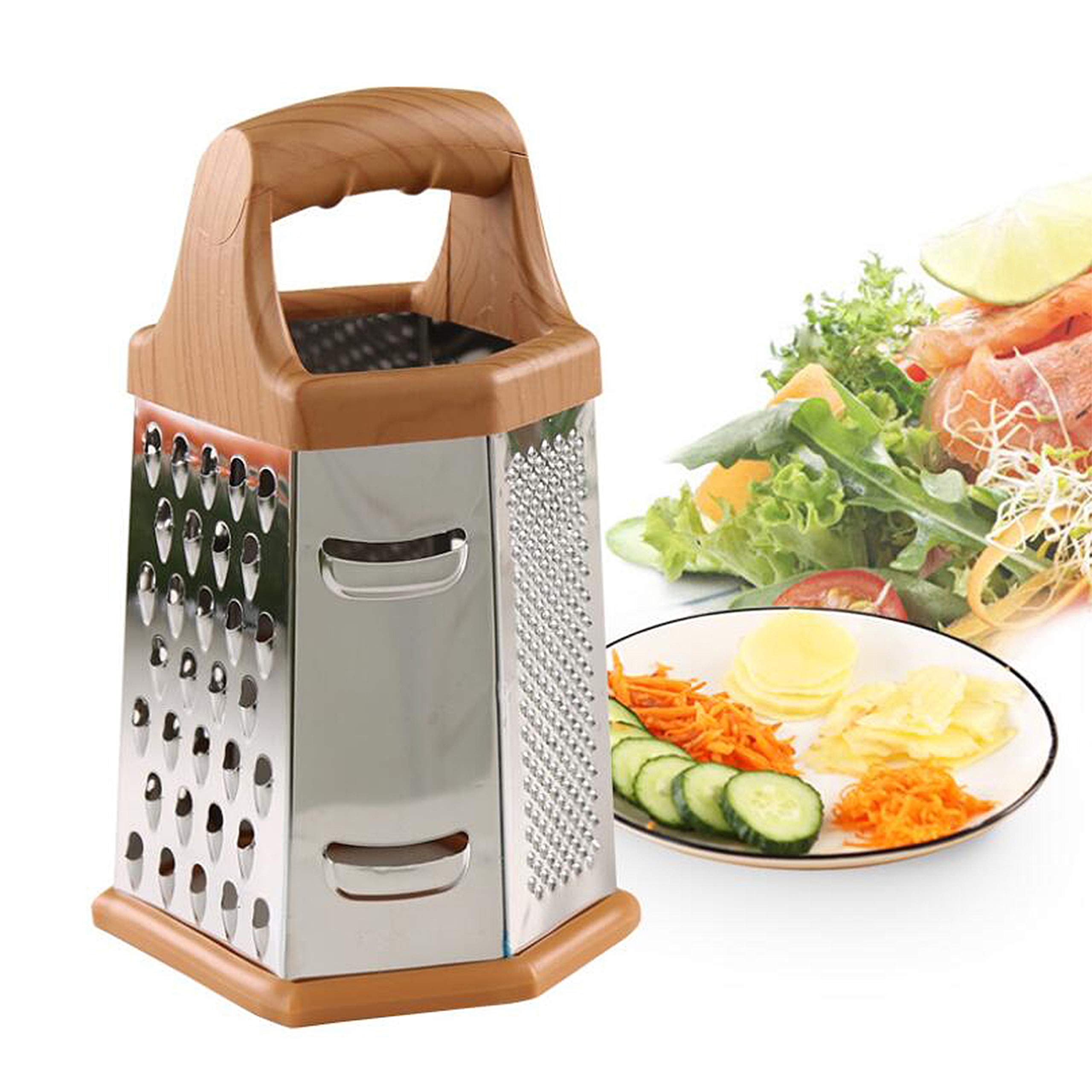 YAVO-EU Cheese Grater Slicer 6-Sided Stainless Steel Grater With Coarse, Fine, Slicing, Suitable For Ginger, Lemon, Butter, Vegetables, Nutmeg