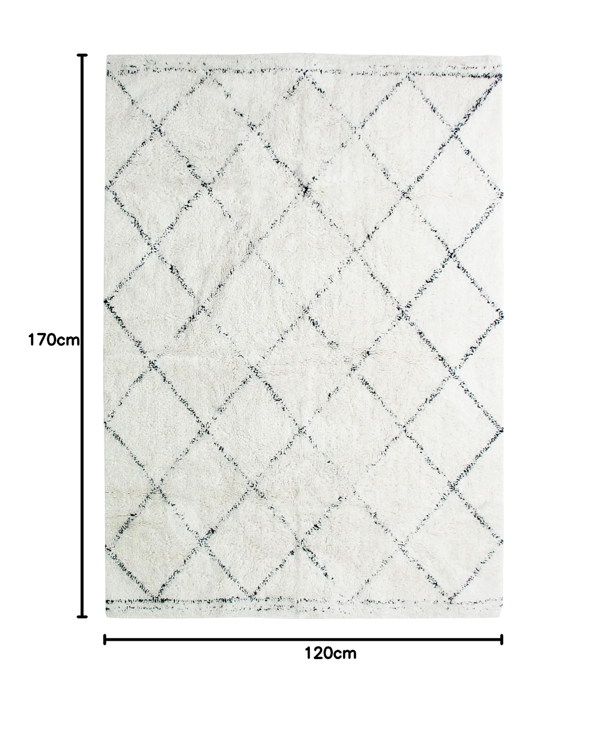 Thedecofactory Tapis berbère en Coton Motifs Losanges écru Naturel 120x170