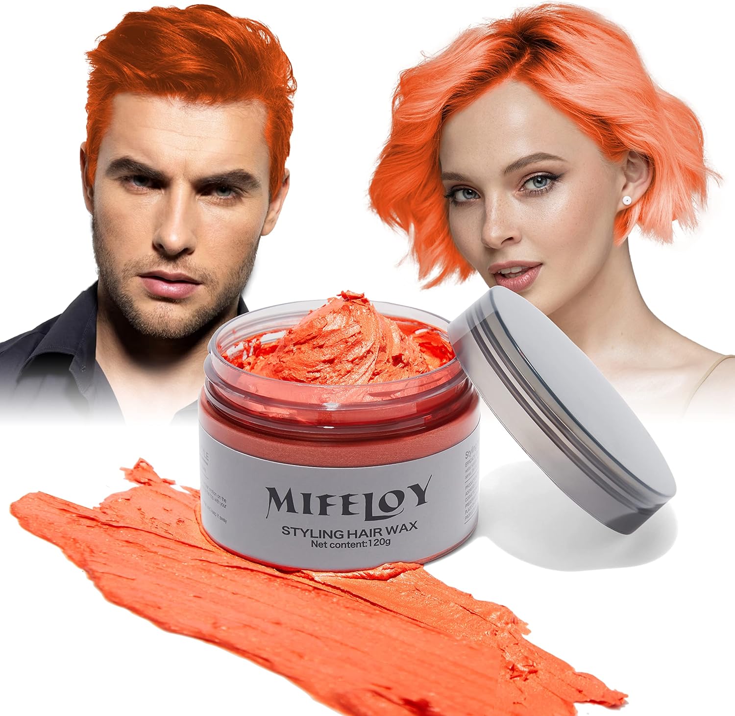 Oranje haarkleuring, tijdelijke haarkleur, 100 ml, instant haarcrème modder natuurlijk kapsel, pomade, vrouwen mannen styling, haarwax voor Halloween, party, cosplay