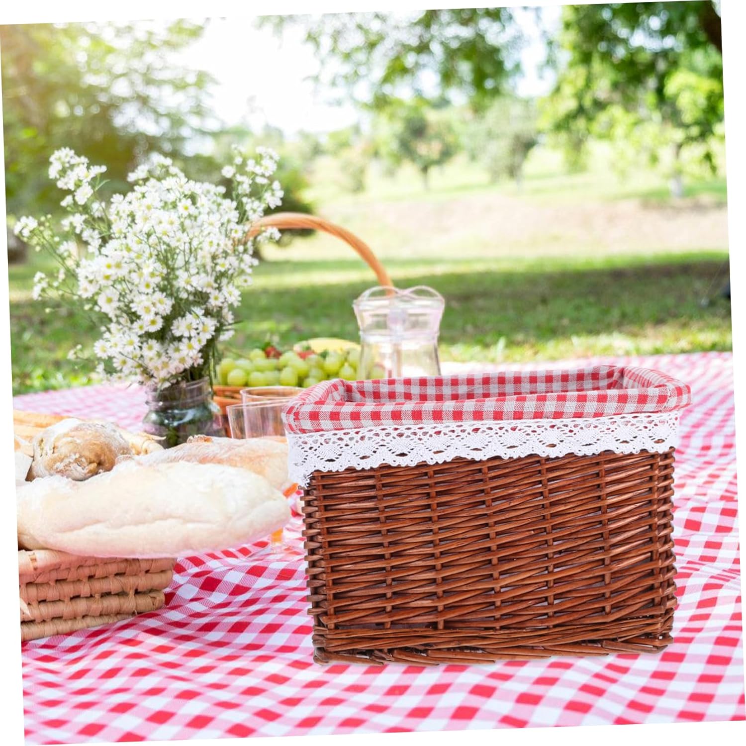 YARNOW Seagrass Wicker Storage Basket Space-saving Organizer for Clothes Toys and Pantry Items Stylish Rattan Storage Bin for Home and Efficient Decluttering