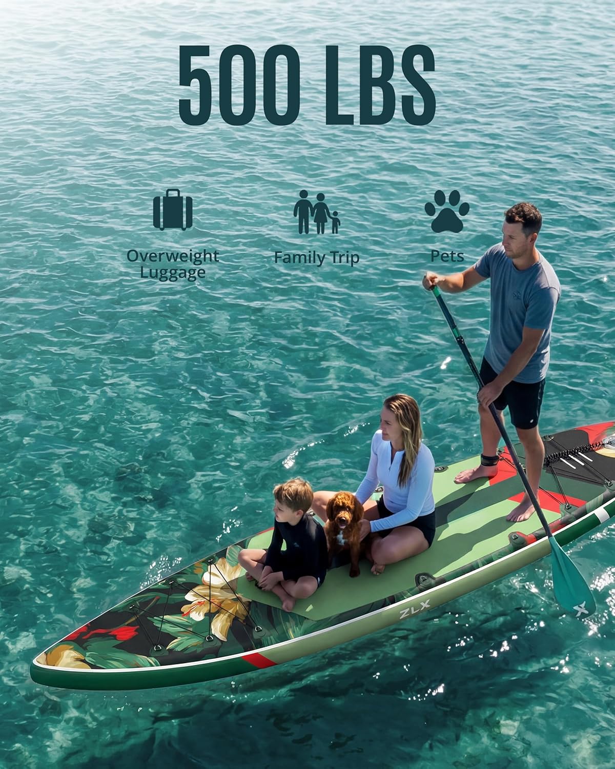 ZLX 11’6 Touring Inflatable Paddle Board | Extract Wide Fast-Tracking SUP for Long-Distance Touring | Stable Stand Up Paddle Board with Seat, Backpack & Accessories for Adults, All Skill Levels