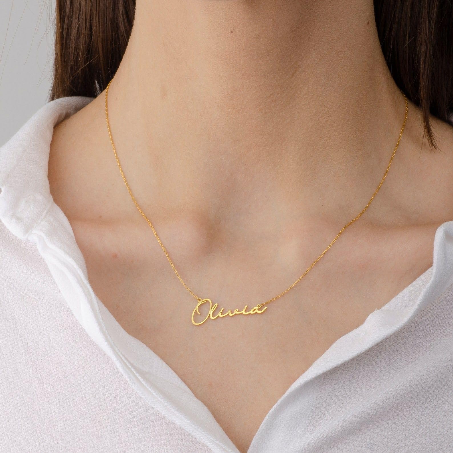 Delicato oro collana con nome, 18K rosa 925K argento sterling personalizzato per lei Natale