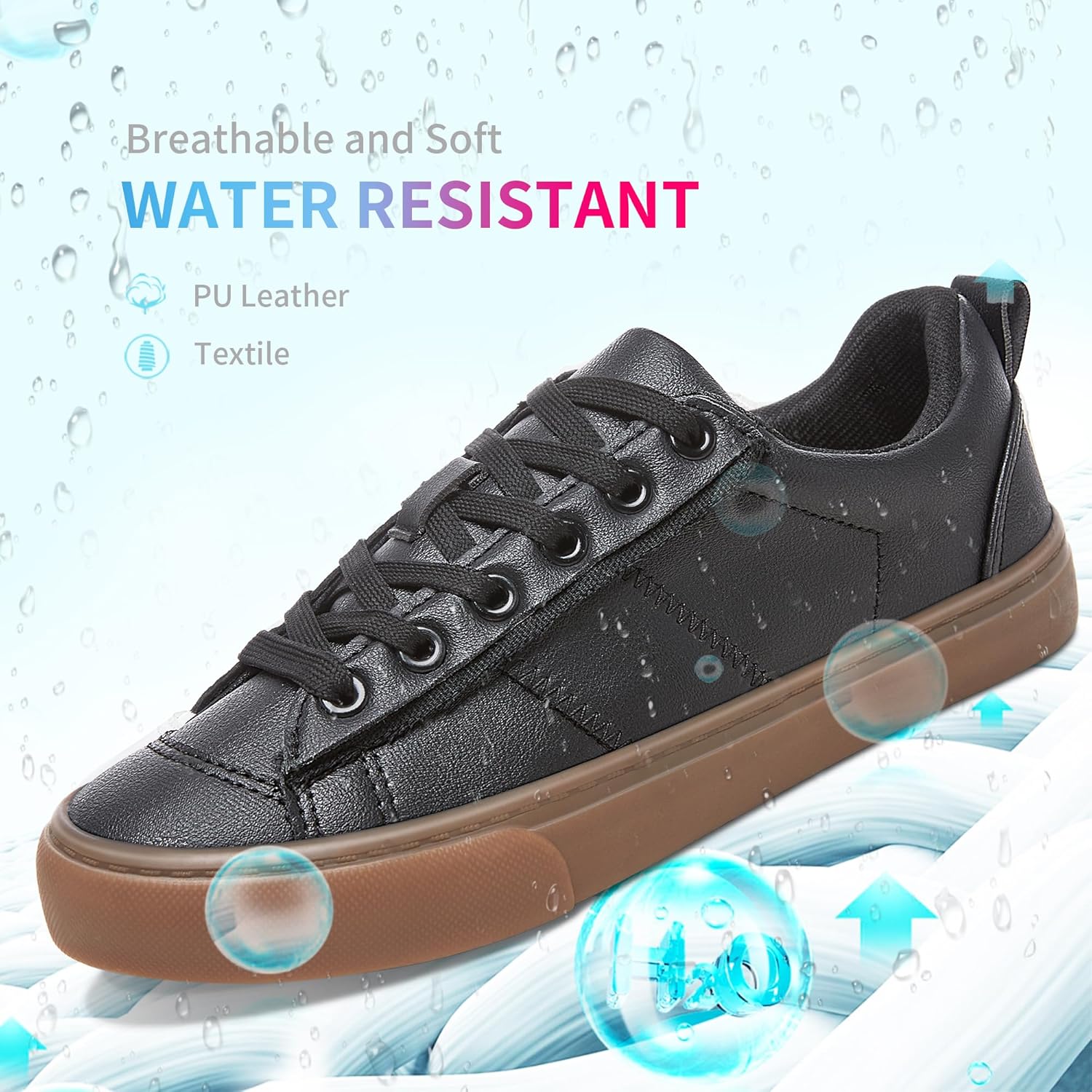 Obtaom Women Tennis Fashion Shoes Casual PU Leather Sneakers Comfortable Court Sneakers - Image 5