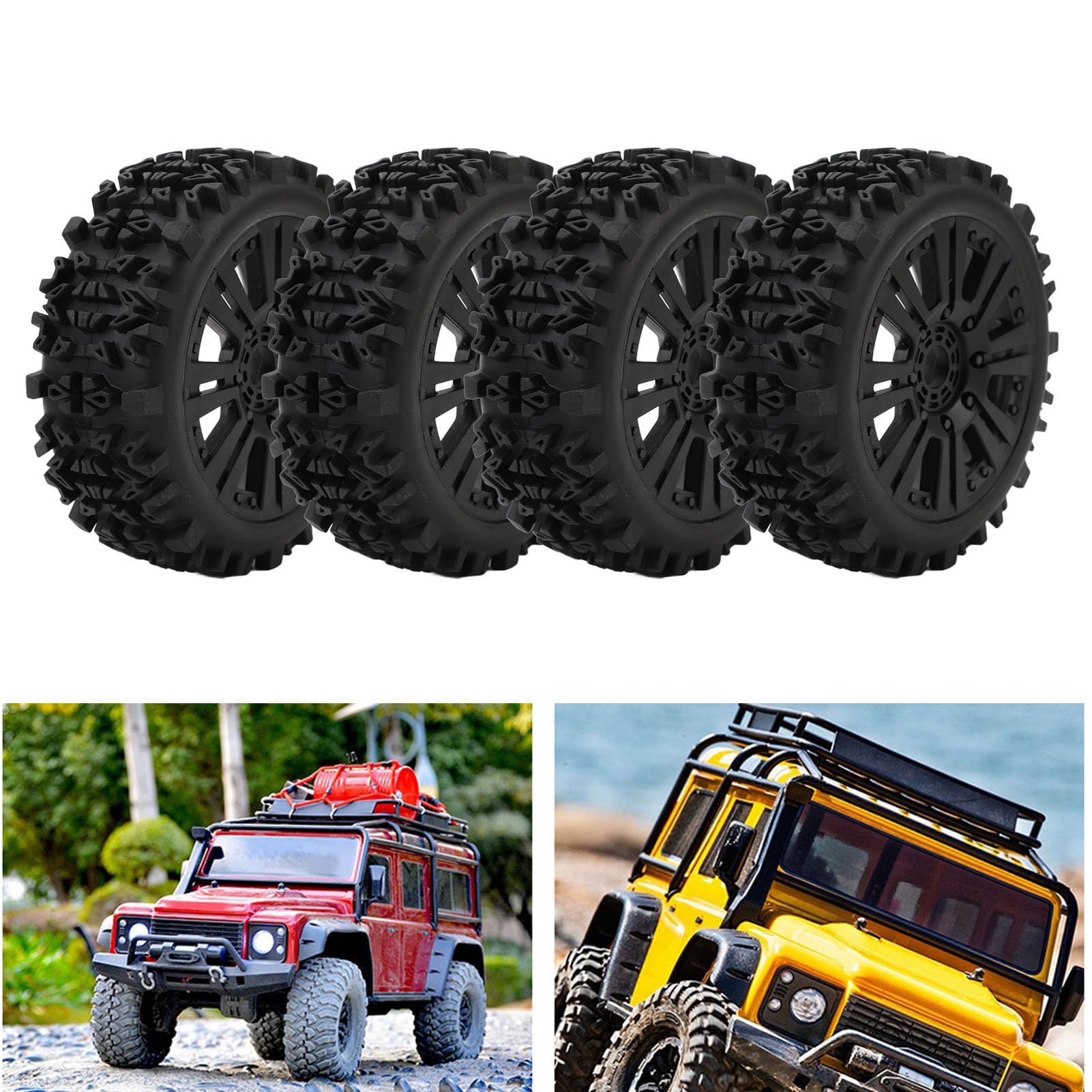 Pneumatici RC fuoristrada per auto radiocomandate in scala 1:8, ruote con profilo aggressivo, design esagonale 17 mm per una presa eccellente e una facile installazione