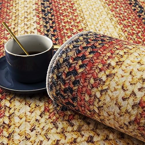 Miniatura 10 de FairOnly Alfombra de área de 4 x 6, lavable a máquina, bohemia y moderna, resistente a las manchas, de pelo bajo, antideslizante, envejecida, para