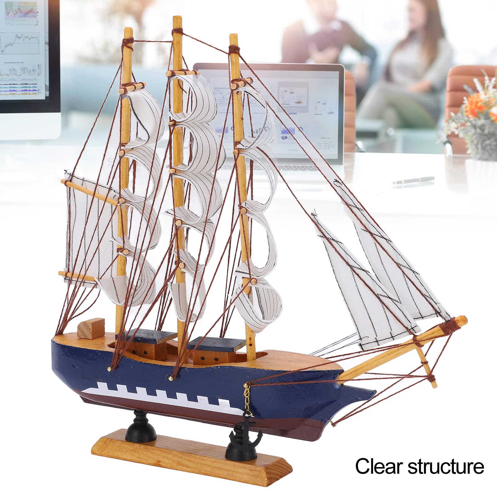 Modèle de bateau à voile de style méditerranéen de haute densité en pin naturel durable aux couleurs vives ornements, cadeaux pour femmes, hommes, adultes et amis
