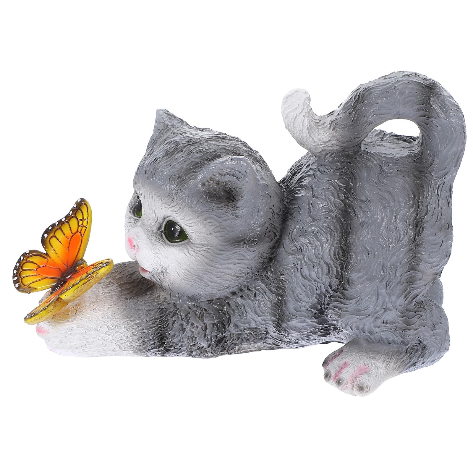 Hemobllo Realistische Katzenfigur aus Kunstharz, Kleine Gartenstatue | Dekoratives Katzenornament, Künstliches Katzenmodell für Draußen, Detailreiche Form für Sammler