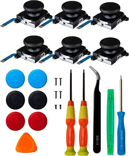SOSS GAMING 6-Pack Joystick Thumbstick Replacement Kit for All Nintendo Switch and Switch Lite Controllers - Fix & Repair Your Analog Joy-Con Thumb Stick with All Necessary Tools Included