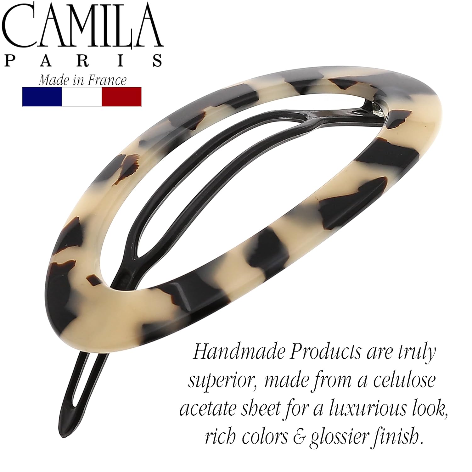 Camila Paris CP2803 French Hair Barrette Clip for Women, Handmade, Flow, Slide-in Metal-Free Closure, Strong Hold Grip Hair Clips for Girls, No Slip Durable Styling Hair Accessories, Made in France - Image 4