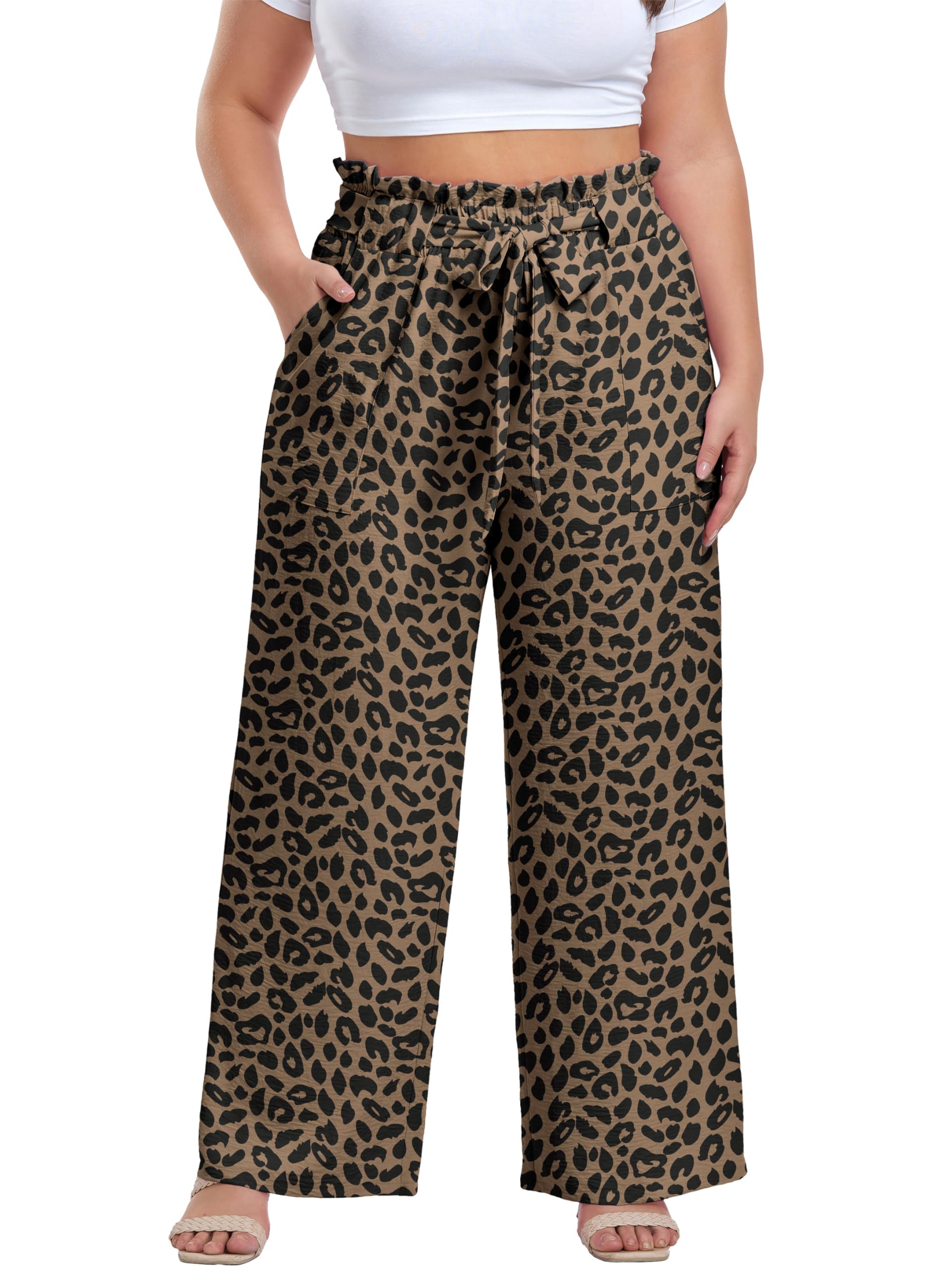 OLRIK Plus Size Pants for Women High Waisted Wide Leg Casual Palazzo Pants
