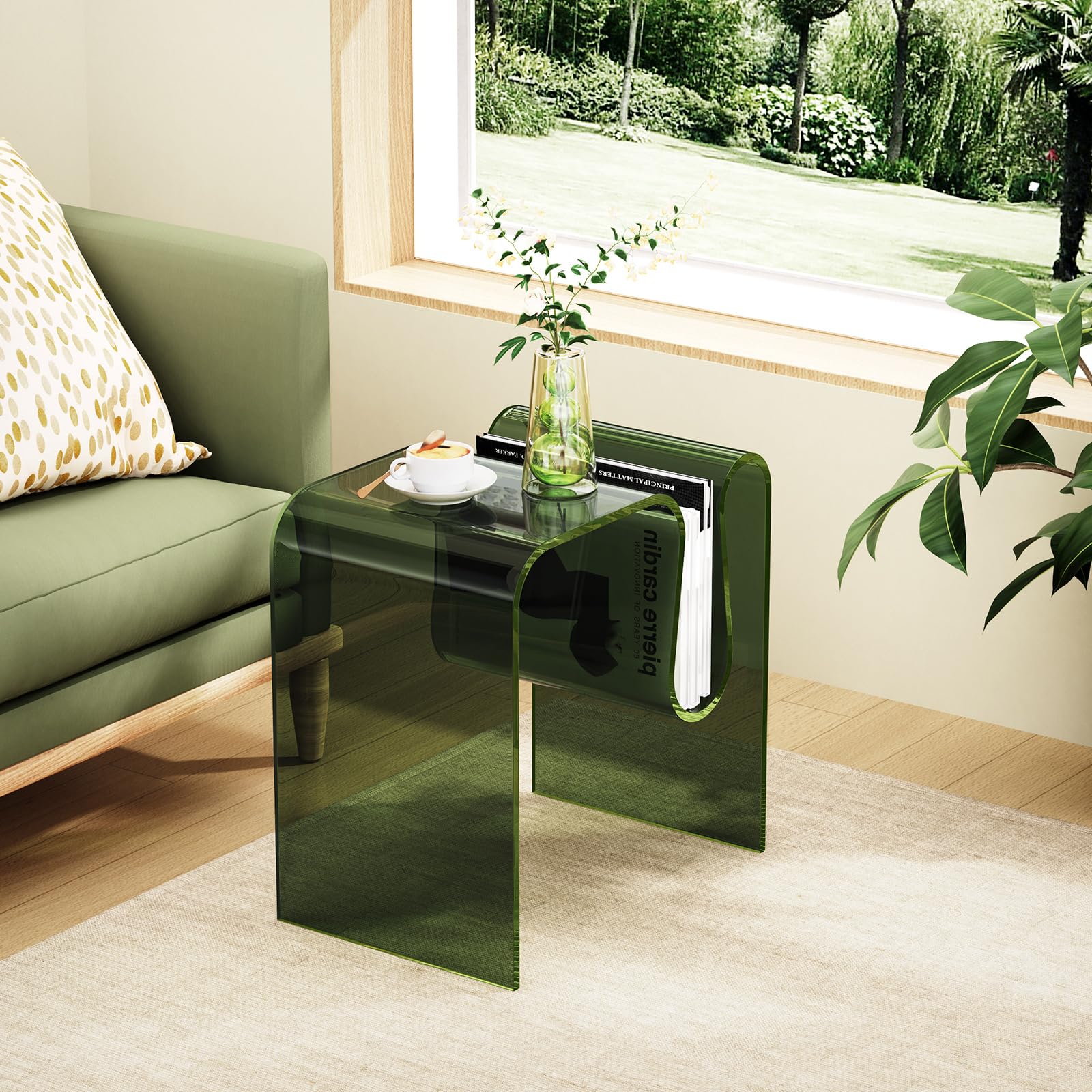 Table d'appoint en Acrylique, 45 x 30 x 45 cm, Vert
