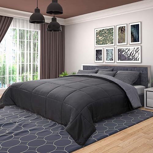 Viewstar Edredón tamaño King relleno de edredón con pestañas en las esquinas edredón ligero para todas las estaciones edredón acolchado alternativo