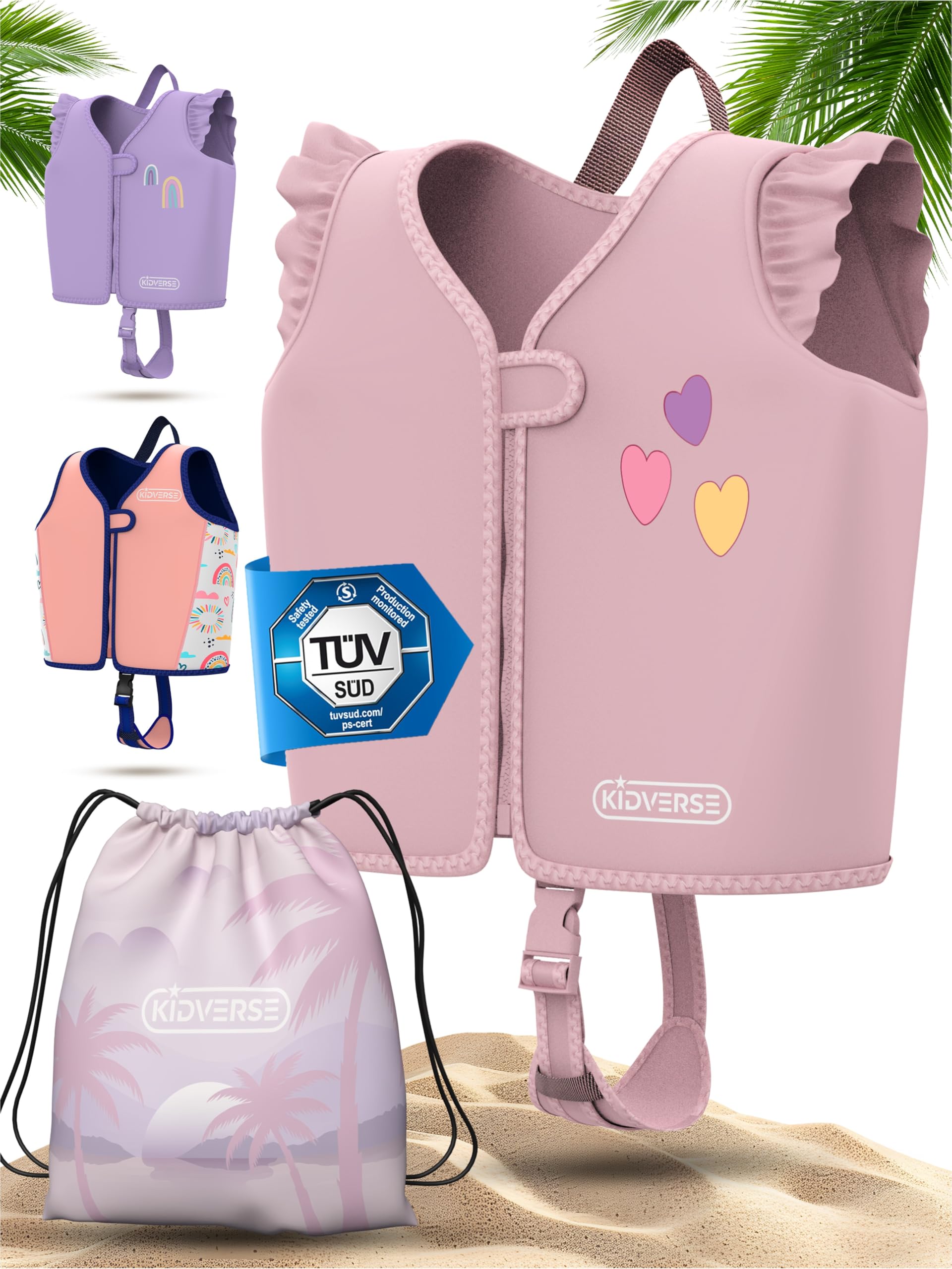 KIDVERSE Kids swim vest - CE & TÜV certified Toddler swim vest - Comfortable swimming float for Children - Swimming aids for kids 2 to 6 - Buoyancy aid