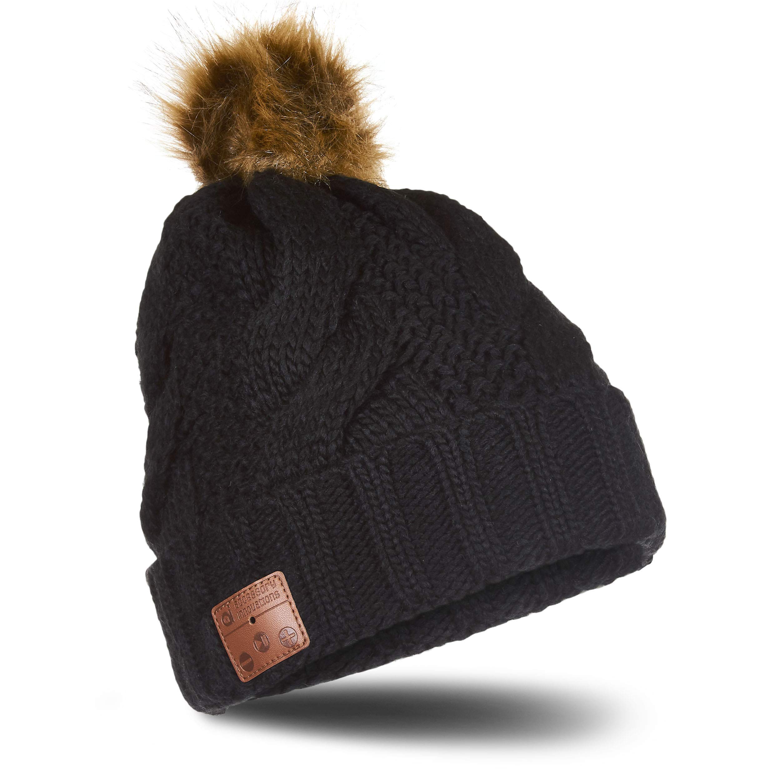 Accessory Innovations Bluetooth Wireless Cable Knit Beanie with Built-in Stereo Speakers and Microphone.