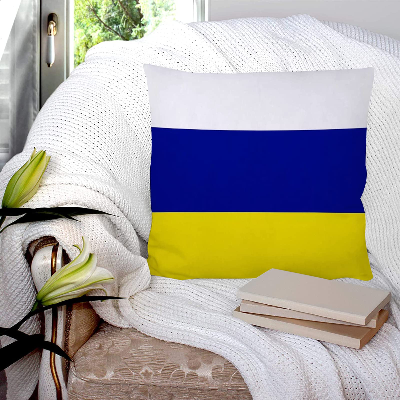 Gosuna Stil1 Cushion Covers 45X45 Cm, Polyester Square Throw Pillow Cases,Leeds United Tricolour, Cushion Cover For Sofa Couch Bedroom With Invisible Zipper, 18X18 Inches