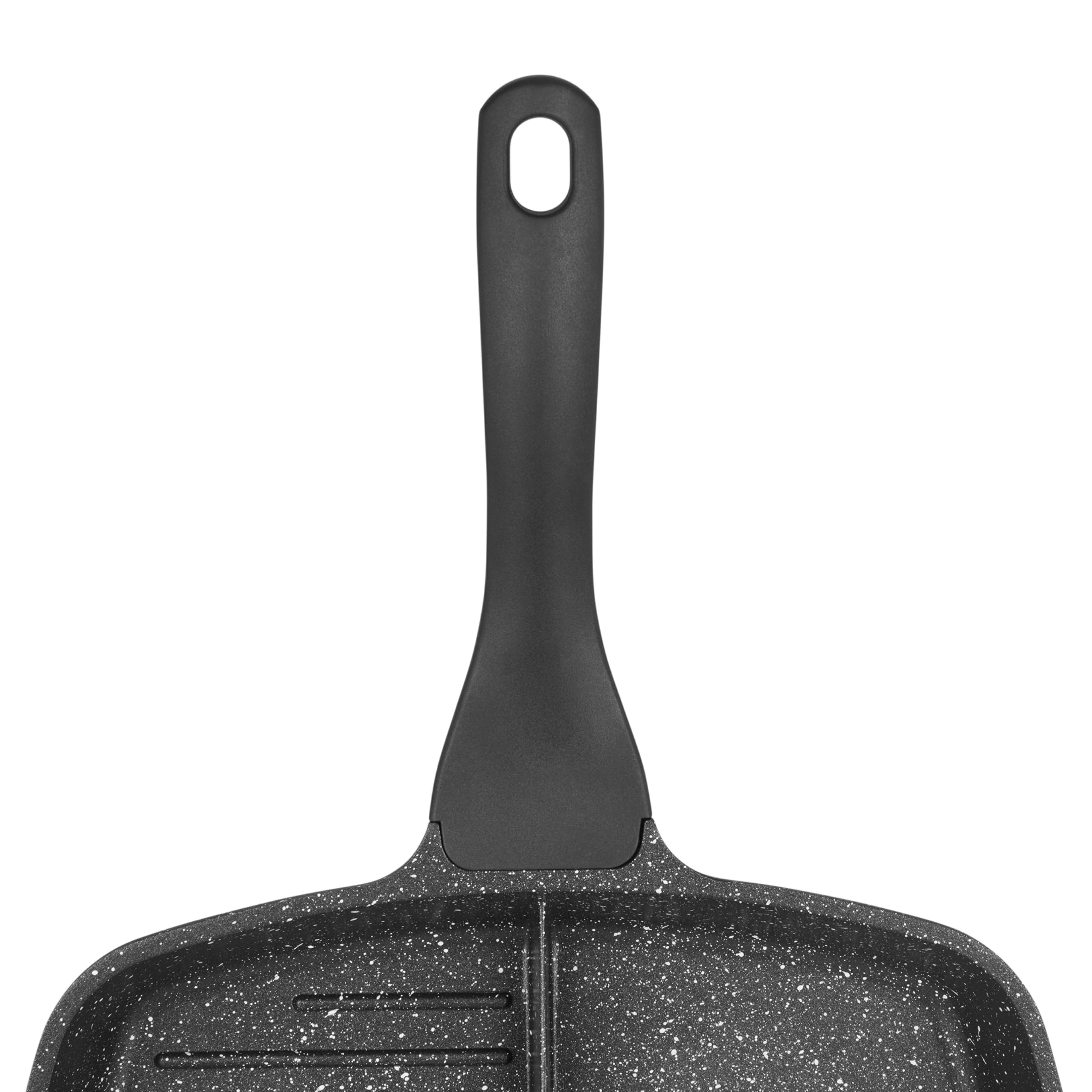 Sitram 716947 Padella 2 sezioni 26 x 26 cm per friggere e grigliare allo stesso tempo - Ghisa di alluminio nero - Padella antiaderente compartimentata - manico bakelite termoresistente - tutti i