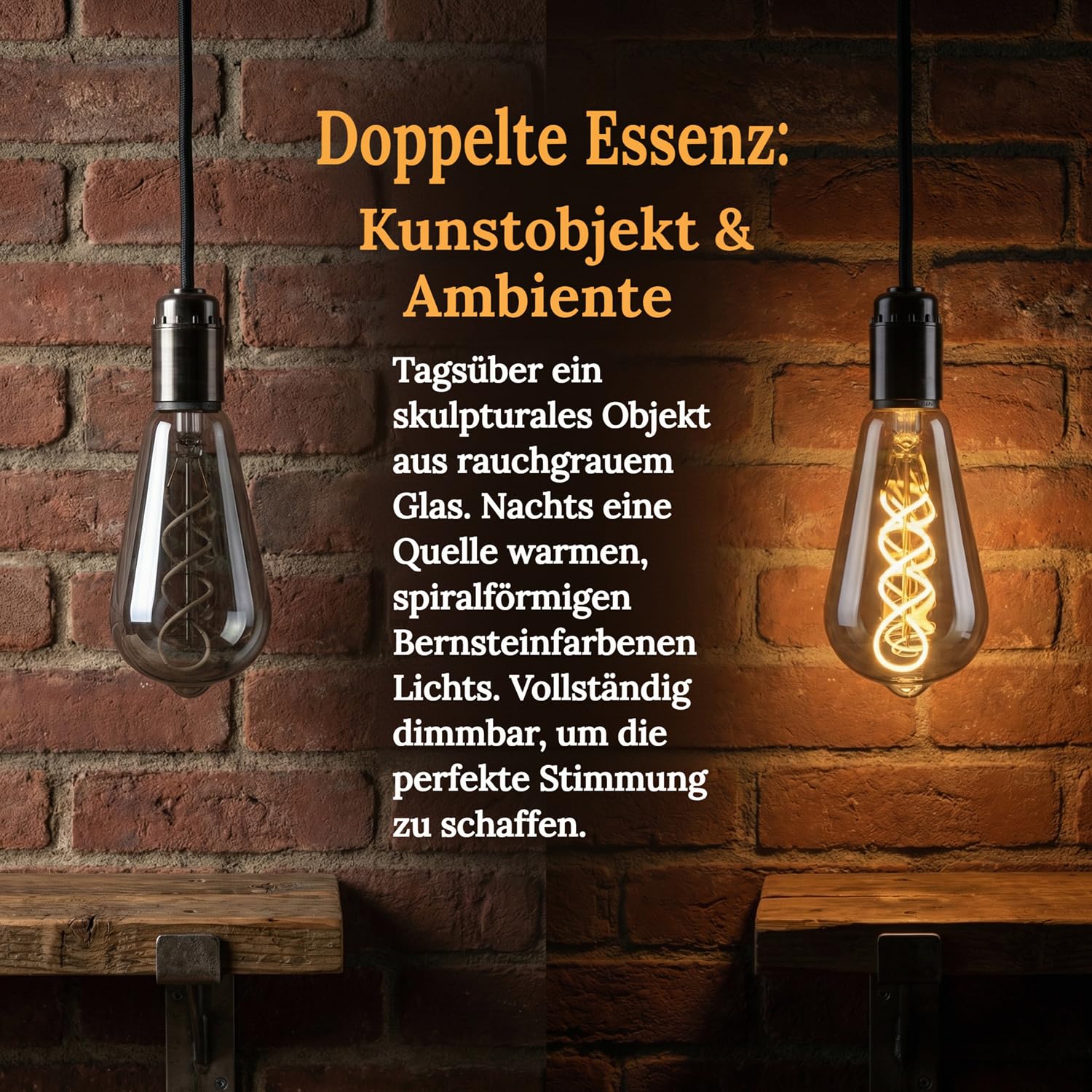 Edison LED Vintage Glühbirne, Dimmbar Glühbirne E27 4W LED Warmweiss, Vintage Edison Dimmbar lampe E27 Ideal für Nostalgie und Retro Beleuchtung - Rauchgrau Glas - 6 Stück（ST64 YHS）