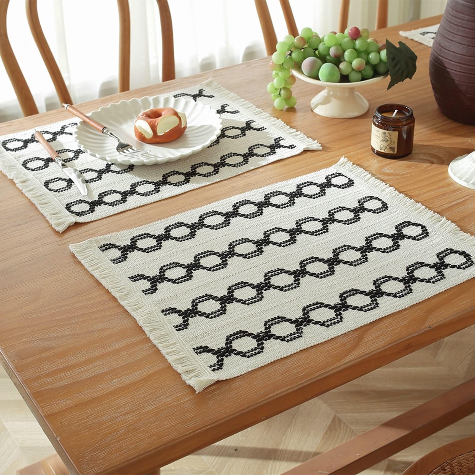 Set de table lanterne 45x35 cm lot de 2 linge de table tissé cuisine