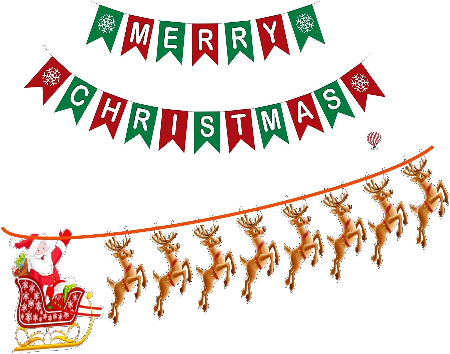 HK balloons Merry Christmas Banner with Reindeer Banner Decoration Christmas Items for home Decor
