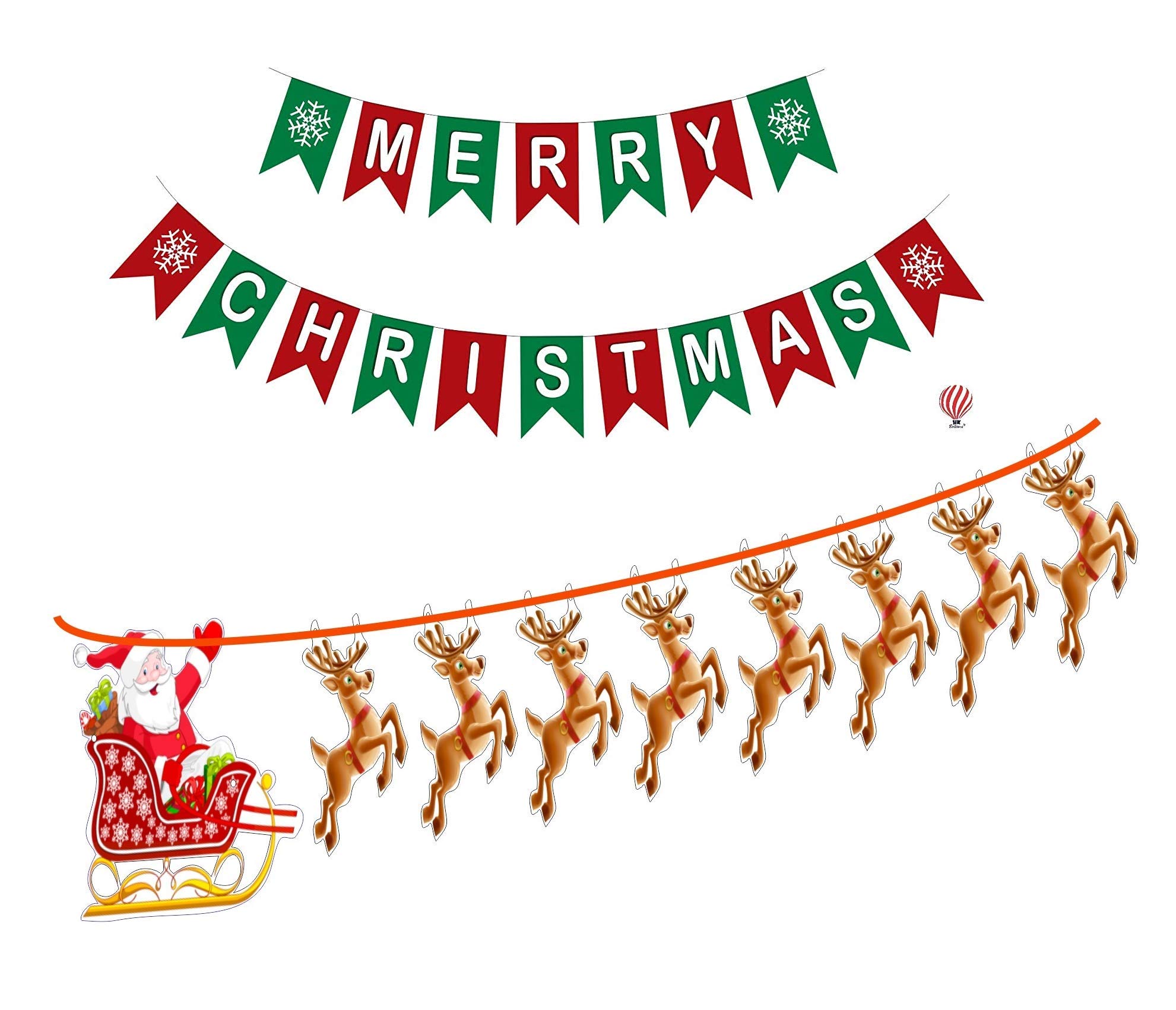 HK balloons Merry Christmas Banner with Reindeer Banner Decoration Christmas Items for home Decor
