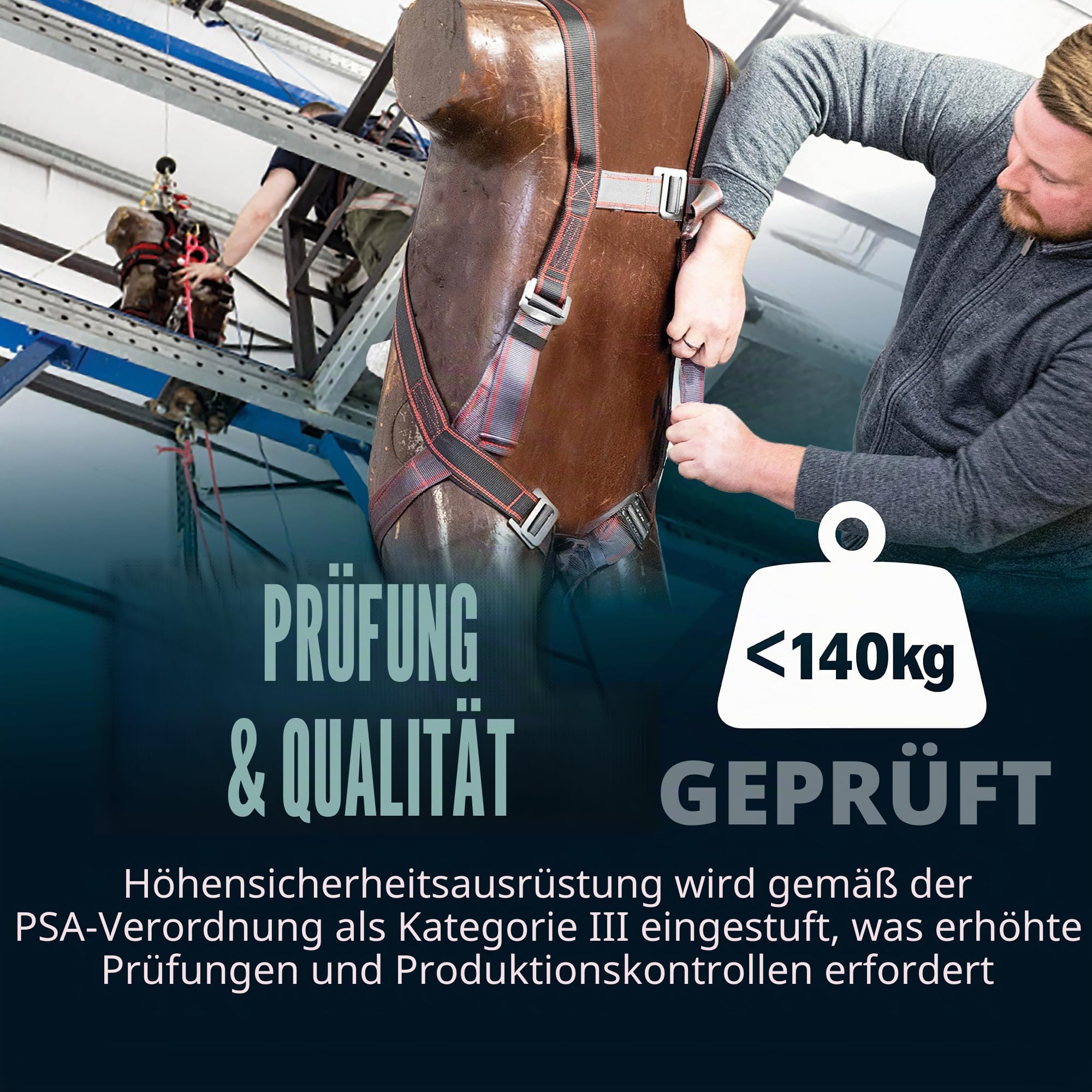 JSP SPARTAN Fallschutzset - Schwarz - Einheitsgröße - Höhensicherung - Auffanggurt und Verbindungsmittel - Für Gerüstbau, Dacharbeiten, Wartung und Höhenplattformen - EN 355 & EN 361