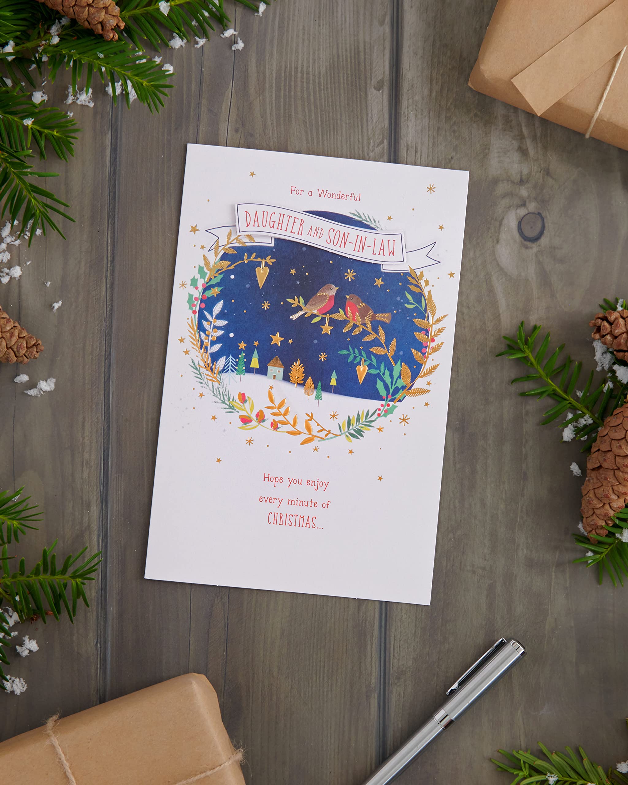 Daughter & ... Multi Caption Christmas Greeting Card with Stick On Captions 648031, Daughter & Multi Caption, 15cm x 23cm - Image 3