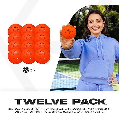 Vista 95 de Franklin Sports Pelotas de pickleball para exteriores X-40 – Bola oficial de Estados Unidos Pickleball, Tour APP + US Open – Tamaño reglamentario