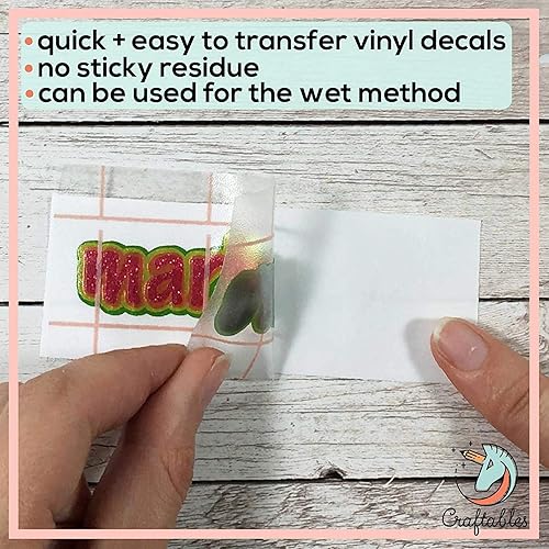 Miniatura 4 de Craftables Rollo de cinta de papel de transferencia de vinilo transparente con rejilla de alineación y papel de fácil liberación, cinta de