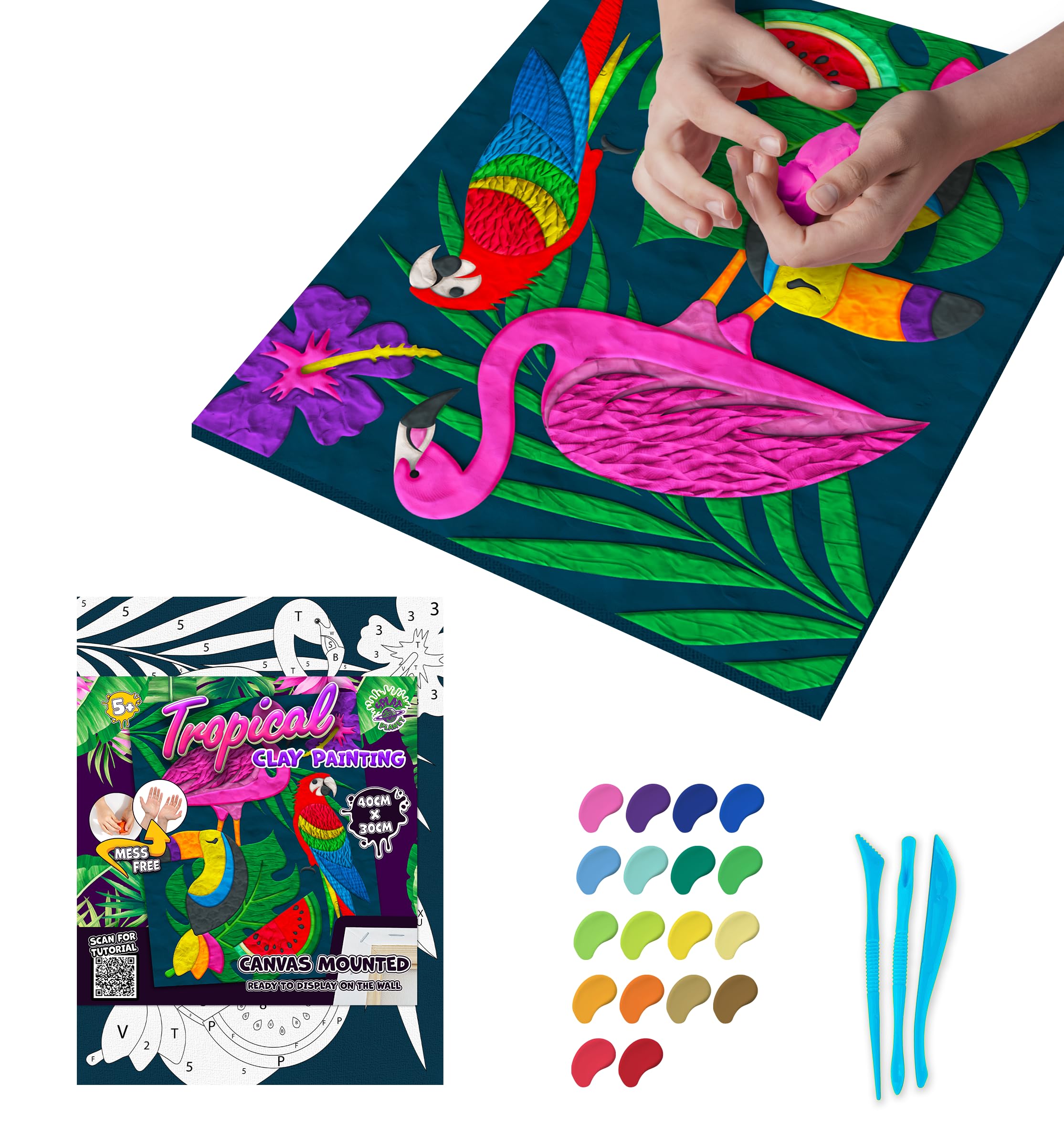 Mess-Free Tropical Clay Painting Kit, Air Dry Clay Modelling Kit - Image 2