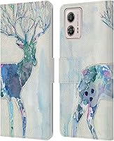 Vista 1 de Head Case Designs Officially Licensed Wyanne Quiet Creative Animals 2 Leather Book Wallet Case Cover Compatible with Motorola Moto G53 5G