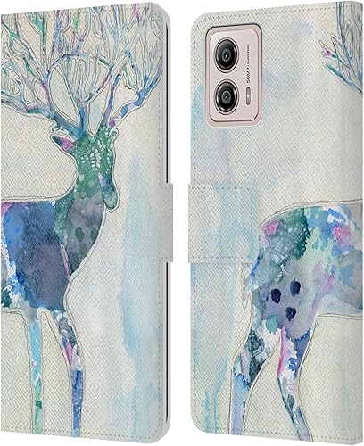 Head Case Designs Officially Licensed Wyanne Quiet Creative Animals 2 Leather Book Wallet Case Cover Compatible with Motorola Moto G53 5G
