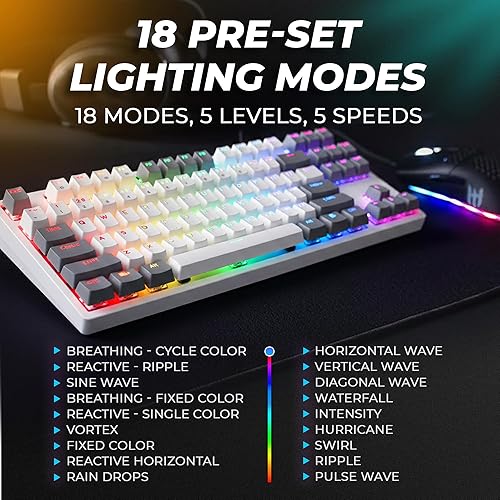 Miniatura 8 de TECWARE Phantom+ Elite 87 Mechanical Gaming Keyboard RGB LED Backlit Hot Swappable Wraith Brown Switches 87 Key TKL Layout Thocky Sound