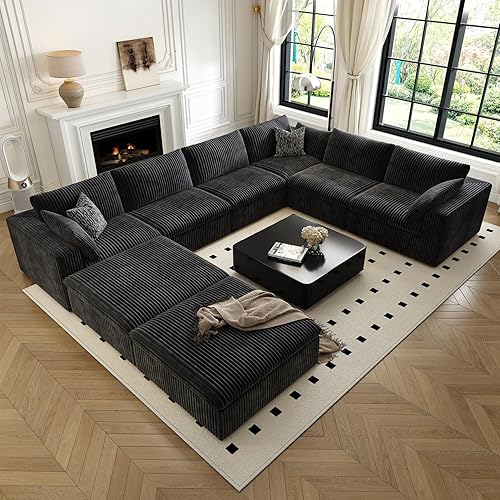 Sofá modular de 157.5 pulgadas, sofá modular de gran tamaño para sala de estar, sofá moderno con asiento profundo, sofá deshuesado de 8 plazas con 2