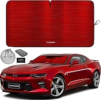 Vista 28 de Autoamerics Parasol de Parabrisas de Una Pieza - Parasol Cromado Líquido Plegable para Ventana Delantera de Auto para Carros SUV Camión - Protector